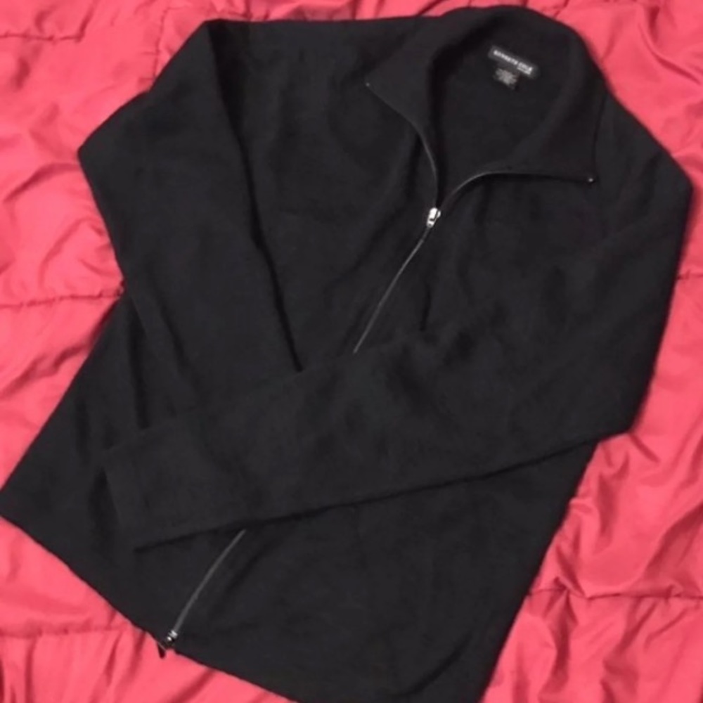 Wool blend full zip cardigan sweater